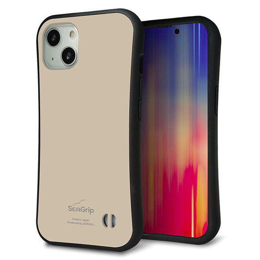 iPhone13 スマホケース 「SEA Grip」 グリップケース Sライン 【KM928 くすみカラー ベージュ】 UV印刷