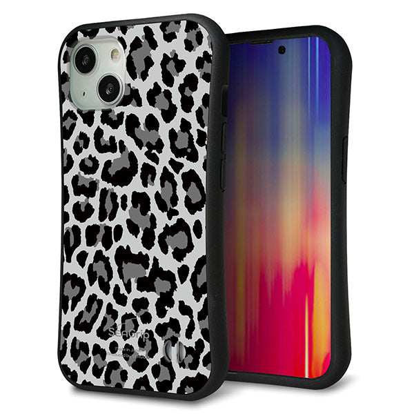 iPhone13 スマホケース 「SEA Grip」 グリップケース Sライン 【MA817 レオパード × グレー 】 UV印刷