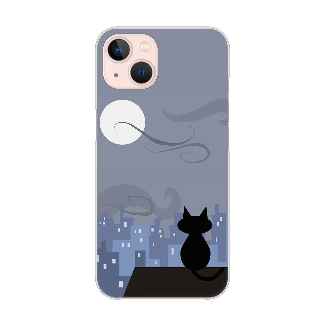 iPhone13 高画質仕上げ 背面印刷 ハードケース 夜とネコ