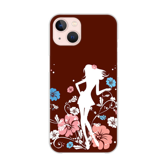 iPhone 13 110 ハイビスカスと少女 ハードケース 背面印刷