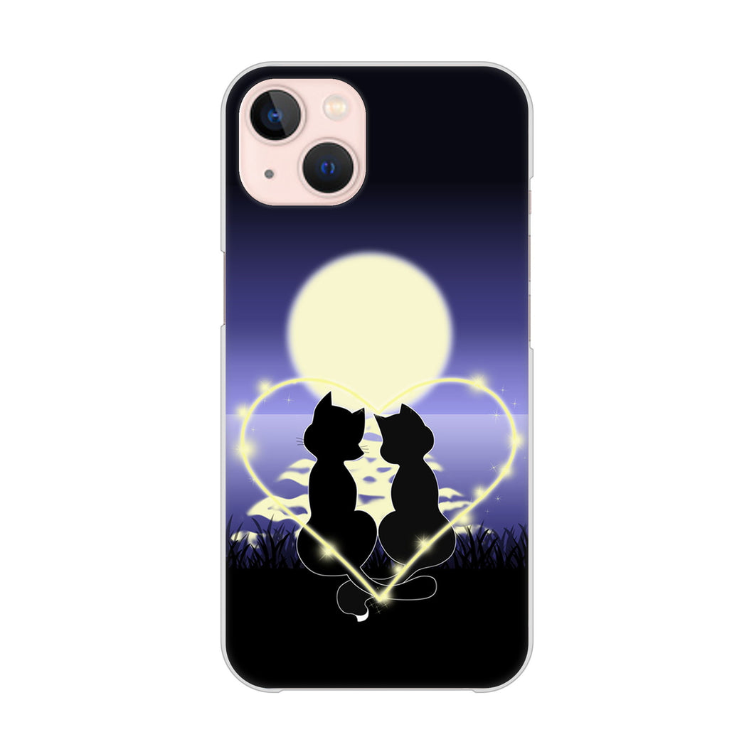 iPhone13 高画質仕上げ 背面印刷 ハードケース 夜とネコ
