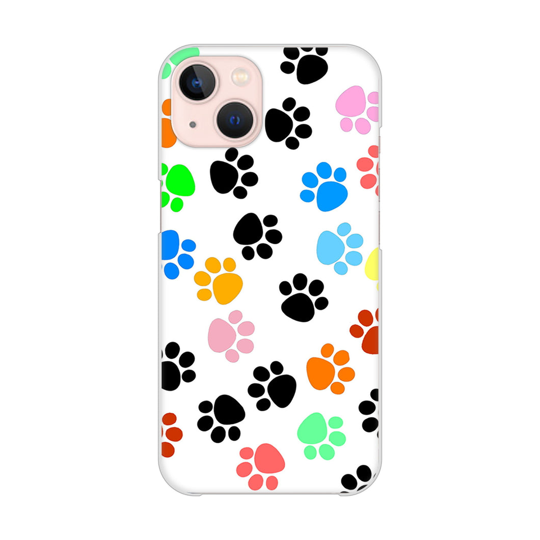 iPhone13 高画質仕上げ 背面印刷 ハードケース 【1108 あしあとカラフル】