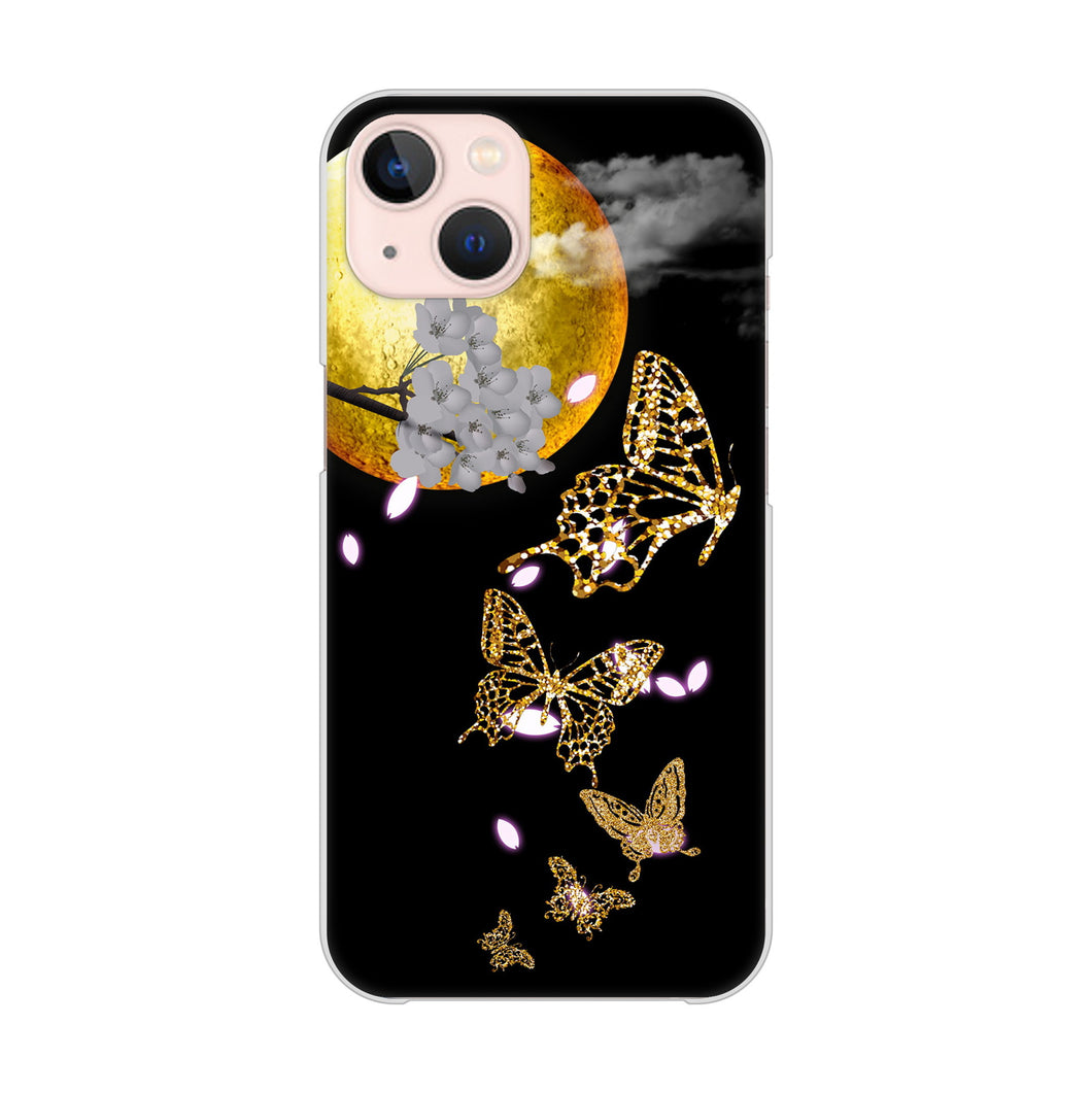 iPhone13 高画質仕上げ 背面印刷 ハードケース 【1150 月に昇る蝶】