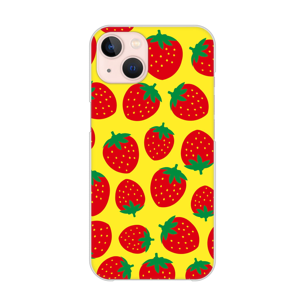 iPhone13 高画質仕上げ 背面印刷 ハードケース 小さいイチゴ模様