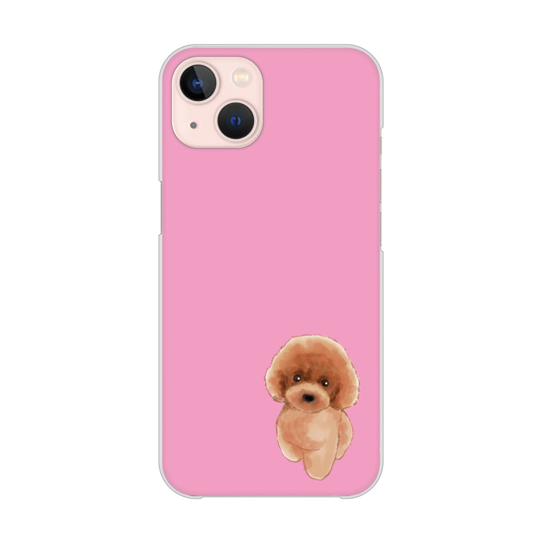 iPhone13 高画質仕上げ 背面印刷 ハードケース トイプードルレッド