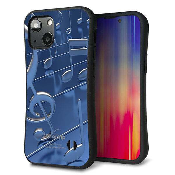 iPhone13 mini スマホケース 「SEA Grip」 グリップケース Sライン 【286 3D音符】 UV印刷