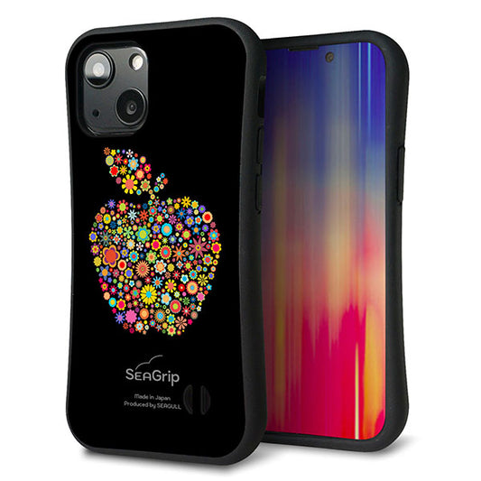 iPhone13 mini スマホケース 「SEA Grip」 グリップケース Sライン 【1195 カラフルアップル】 UV印刷