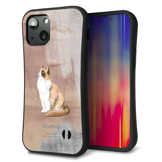 iPhone13 mini スマホケース 「SEA Grip」 グリップケース Sライン 【HA174 ラグドール+くすみカラー】 UV印刷