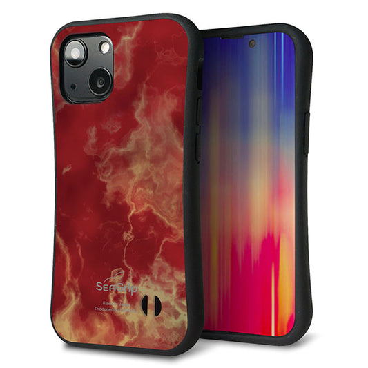 iPhone13 mini スマホケース 「SEA Grip」 グリップケース Sライン 【KM870 大理石RD】 UV印刷