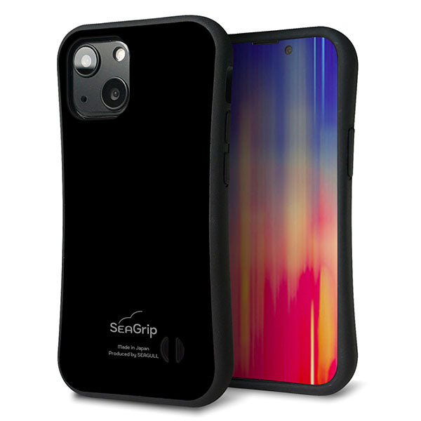 iPhone13 mini スマホケース 「SEA Grip」 グリップケース Sライン 【KM911 ポップカラー(ブラック)】 UV印刷