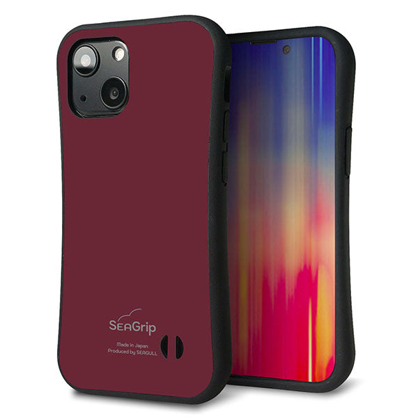 iPhone13 mini スマホケース 「SEA Grip」 グリップケース Sライン 【KM919 レトロカラー(バーガンディー)】 UV印刷