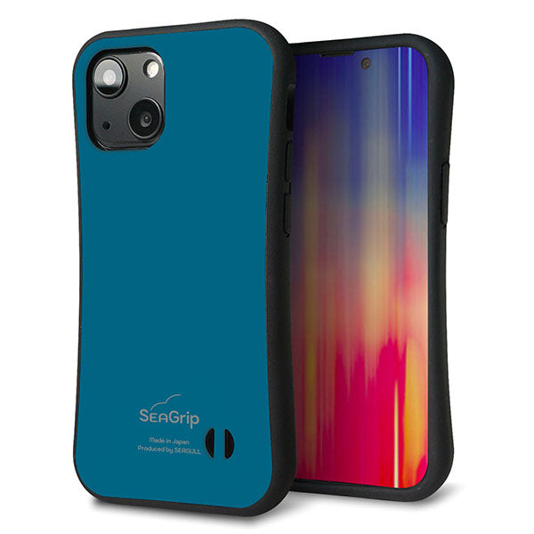iPhone13 mini スマホケース 「SEA Grip」 グリップケース Sライン 【KM922 レトロカラー(ダークブルー)】 UV印刷