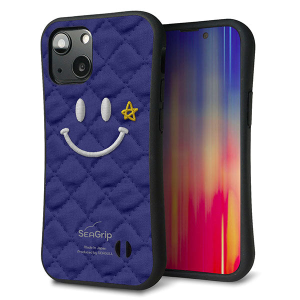 iPhone13 mini スマホケース 「SEA Grip」 グリップケース Sライン 【KM935 スマイル スター ブルー 】 UV印刷