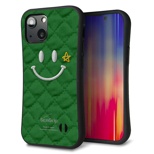 iPhone13 mini スマホケース 「SEA Grip」 グリップケース Sライン 【KM936 スマイル スター グリーン 】 UV印刷