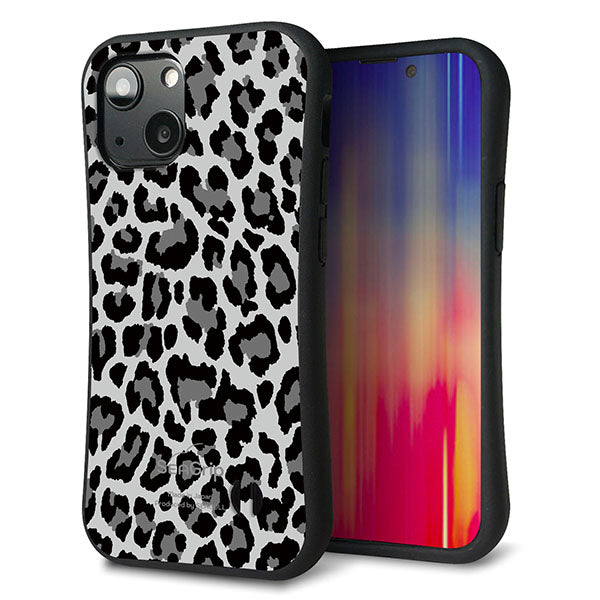 iPhone13 mini スマホケース 「SEA Grip」 グリップケース Sライン 【MA817 レオパード × グレー 】 UV印刷