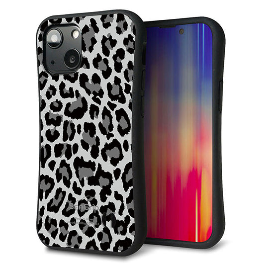 iPhone13 mini スマホケース 「SEA Grip」 グリップケース Sライン 【MA817 レオパード × グレー 】 UV印刷
