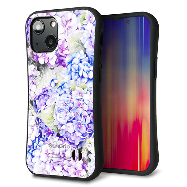 iPhone13 mini スマホケース 「SEA Grip」 グリップケース Sライン 【MA871 紫陽花】 UV印刷