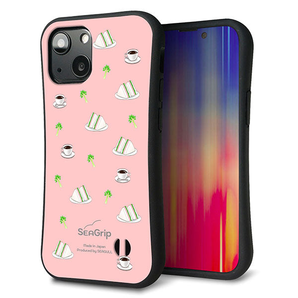 iPhone13 mini スマホケース 「SEA Grip」 グリップケース Sライン 【NA802 アムロサンドイッチプリント Aピンク】 UV印刷