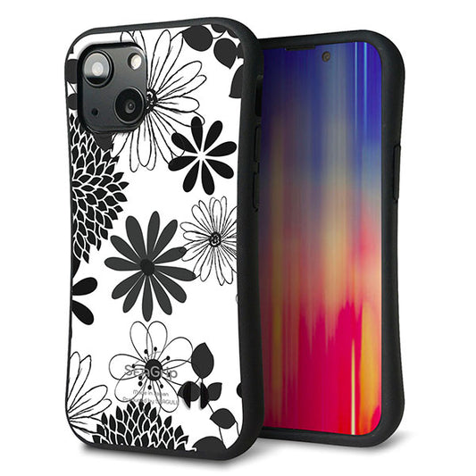 iPhone13 mini スマホケース 「SEA Grip」 グリップケース Sライン 【SC912 花柄モノトーン 01】 UV印刷