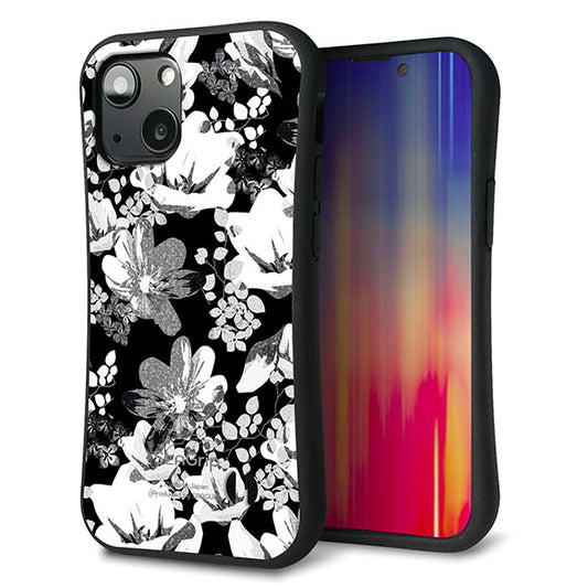 iPhone13 mini スマホケース 「SEA Grip」 グリップケース Sライン 【SC913 花柄モノトーン 02】 UV印刷