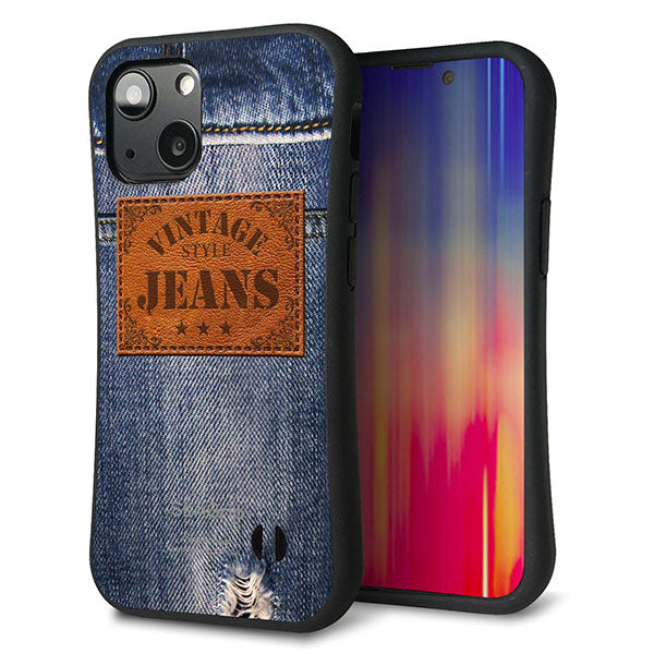 iPhone13 mini スマホケース 「SEA Grip」 グリップケース Sライン 【SC921 ダメージデニム レザータグ】 UV印刷