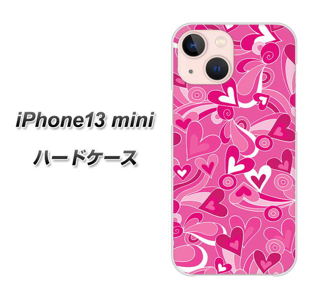 iPhone13 mini 高画質仕上げ 背面印刷 ハードケース【383 ピンクのハート】