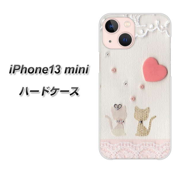 iPhone13 mini 高画質仕上げ 背面印刷 ハードケース【1104 クラフト写真ネコ(ハートM)】