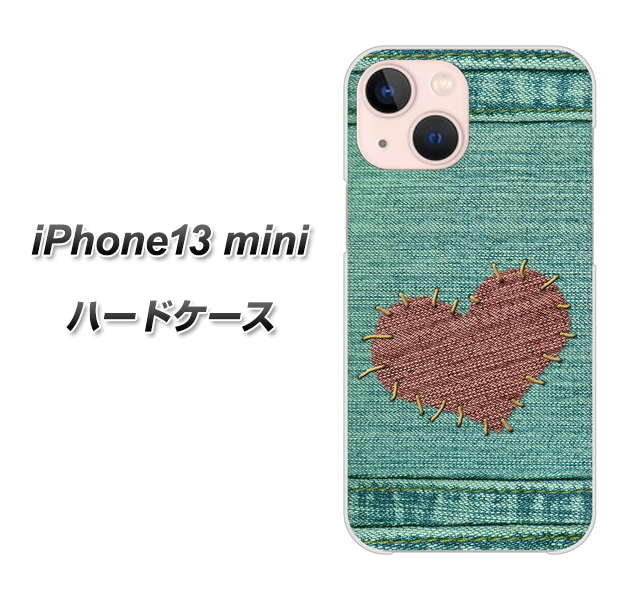 iPhone13 mini 高画質仕上げ 背面印刷 ハードケース【1142 デニムとハート】