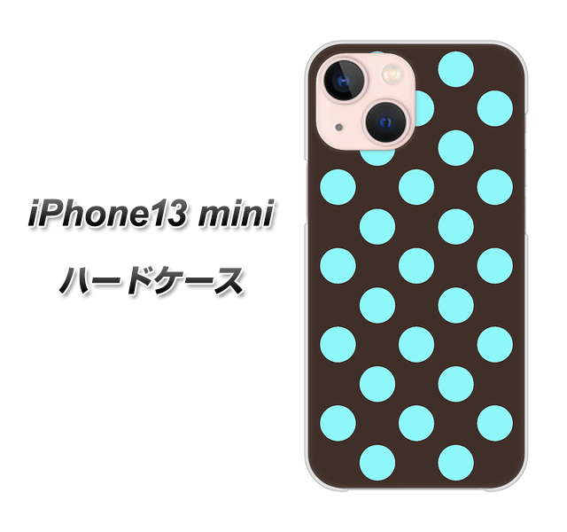 iPhone13 mini 高画質仕上げ 背面印刷 ハードケース【1352 シンプルビッグ水色茶】