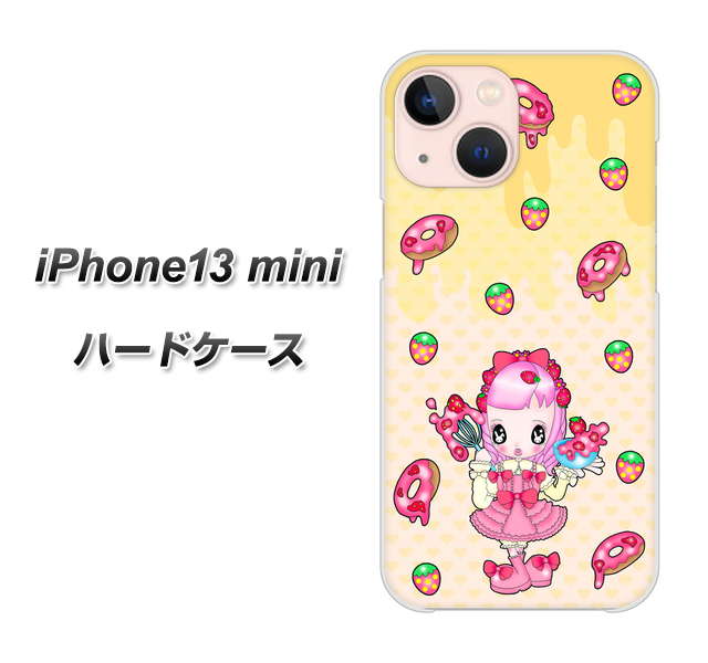 iPhone13 mini 高画質仕上げ 背面印刷 ハードケース【AG815 ストロベリードーナツ(水玉黄)】