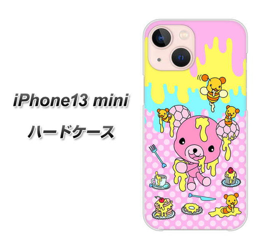iPhone13 mini 高画質仕上げ 背面印刷 ハードケース【AG822 ハニベア(水玉ピンク)】