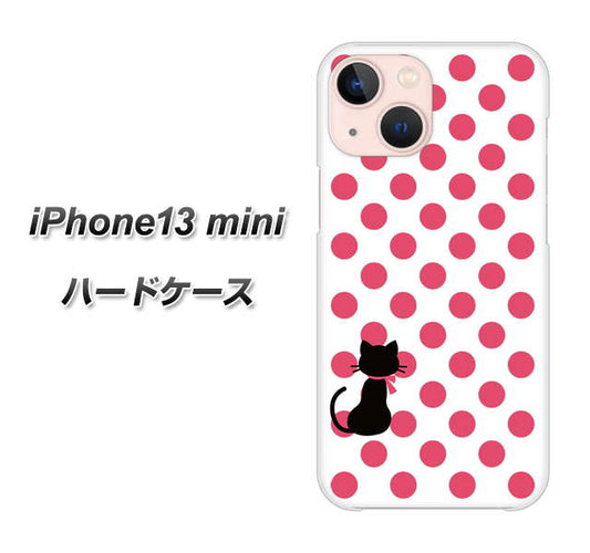 iPhone13 mini 高画質仕上げ 背面印刷 ハードケース【EK807 ネコとシンプル ピンク】