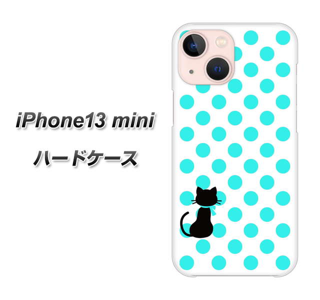iPhone13 mini 高画質仕上げ 背面印刷 ハードケース【EK809 ネコとシンプル ライトブルー】
