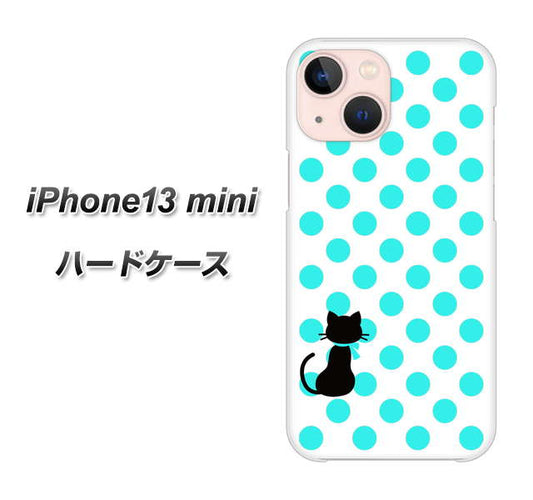 iPhone13 mini 高画質仕上げ 背面印刷 ハードケース【EK809 ネコとシンプル ライトブルー】