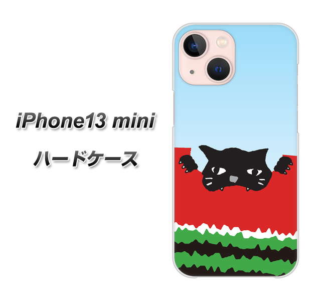iPhone13 mini 高画質仕上げ 背面印刷 ハードケース【IA815 すいかをかじるネコ(大)】