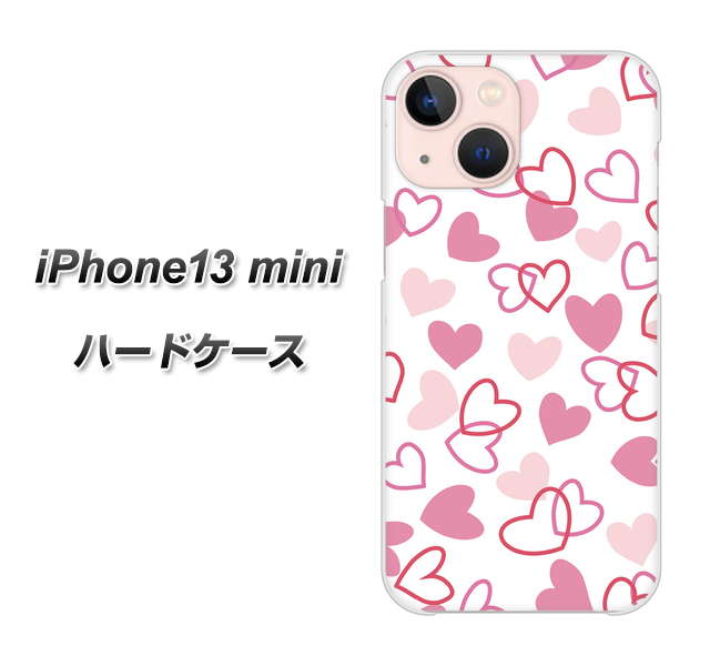 iPhone13 mini 高画質仕上げ 背面印刷 ハードケース【VA929 ハートがいっぱい ピンク】