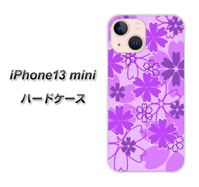 iPhone13 mini 高画質仕上げ 背面印刷 ハードケース【VA960 重なり合う花 パープル】
