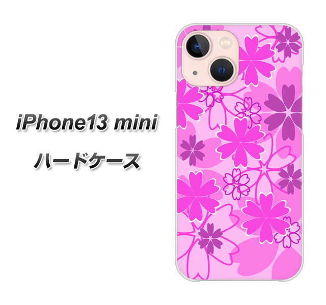 iPhone13 mini 高画質仕上げ 背面印刷 ハードケース【VA961 重なり合う花 ピンク】