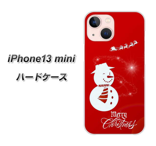 iPhone13 mini 高画質仕上げ 背面印刷 ハードケース【XA802 ウインク雪だるま】