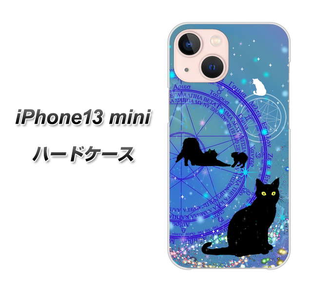 iPhone13 mini 高画質仕上げ 背面印刷 ハードケース【YJ327 魔法陣猫 キラキラ かわいい】