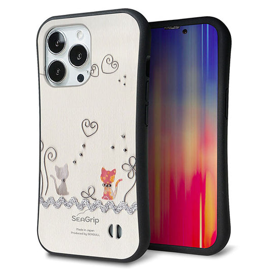 iPhone13 Pro スマホケース 「SEA Grip」 グリップケース Sライン 【1103 クラフト写真 ネコ (ワイヤー1) 】 UV印刷
