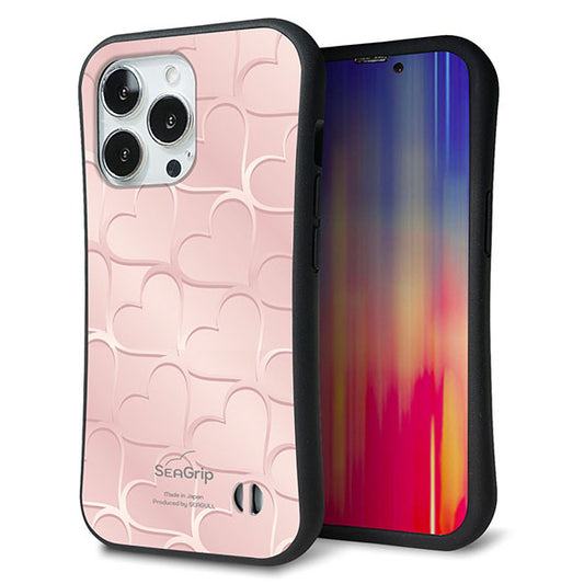 iPhone13 Pro スマホケース 「SEA Grip」 グリップケース Sライン 【1340 かくれハート ローズピンク】 UV印刷