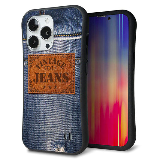 iPhone13 Pro スマホケース 「SEA Grip」 グリップケース Sライン 【SC921 ダメージデニム レザータグ】 UV印刷