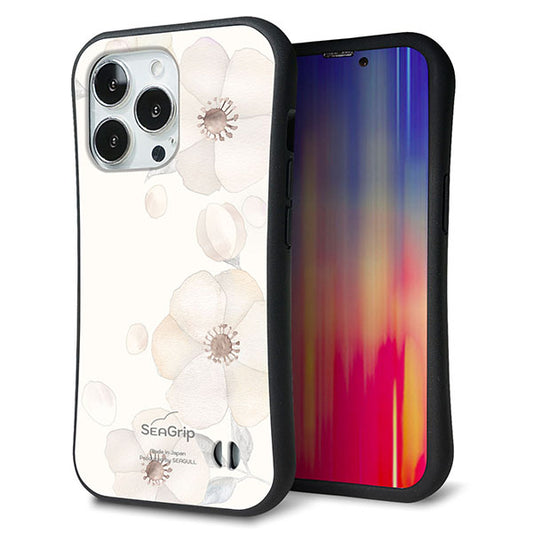 iPhone13 Pro スマホケース 「SEA Grip」 グリップケース Sライン 【SC952 ドゥ・フルール(セピア)】 UV印刷