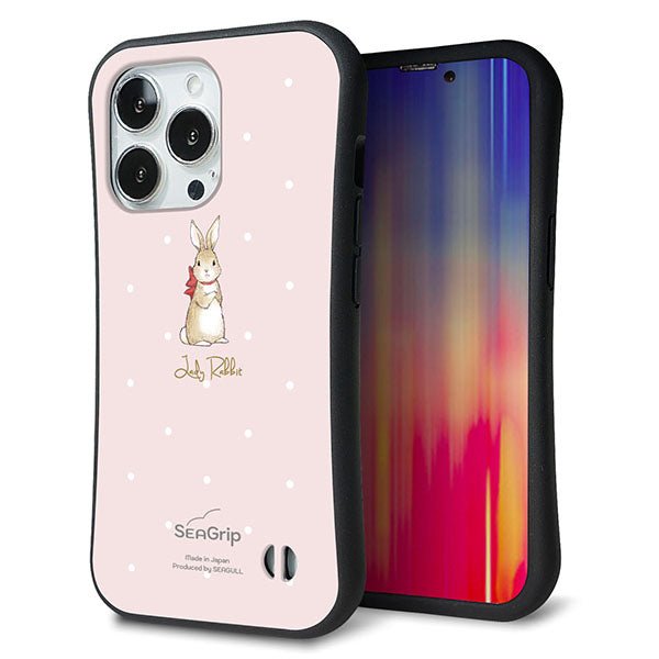 iPhone13 Pro スマホケース 「SEA Grip」 グリップケース Sライン 【SC966 Lady Rabbit ベージュピンク ガラプリ】 UV印刷