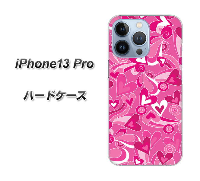 iPhone13 Pro 高画質仕上げ 背面印刷 ハードケース【383 ピンクのハート】