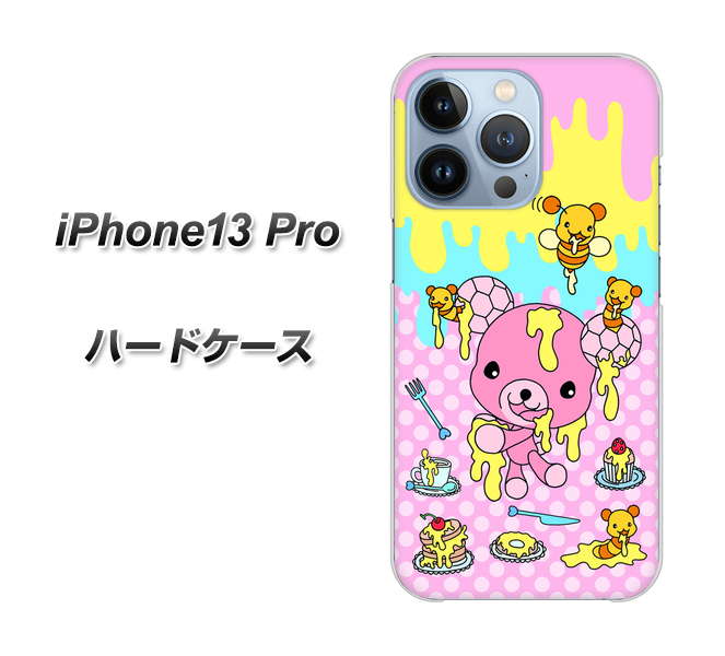 iPhone13 Pro 高画質仕上げ 背面印刷 ハードケース【AG822 ハニベア(水玉ピンク)】