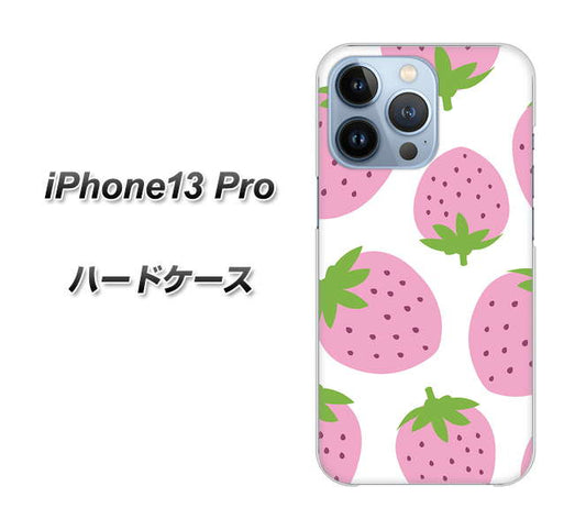 iPhone13 Pro 高画質仕上げ 背面印刷 ハードケース【SC816 大きいイチゴ模様 ピンク】