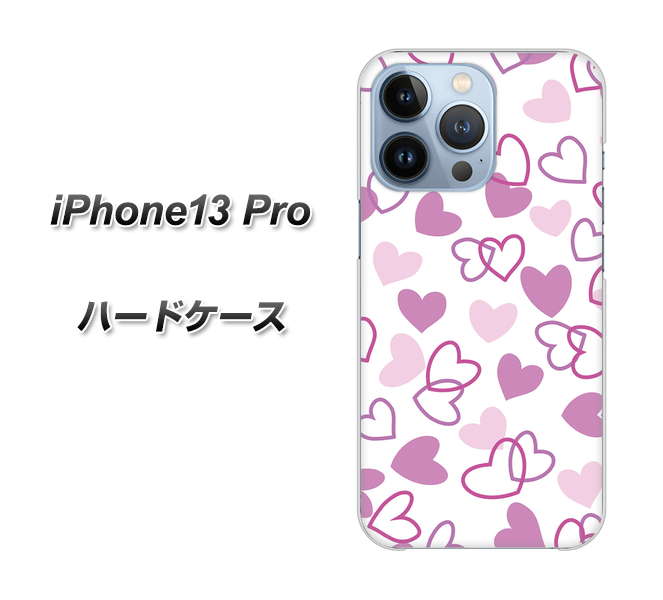 iPhone13 Pro 高画質仕上げ 背面印刷 ハードケース【VA928 ハートがいっぱい パープル】