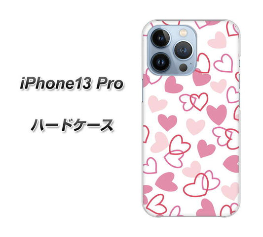 iPhone13 Pro 高画質仕上げ 背面印刷 ハードケース【VA929 ハートがいっぱい ピンク】